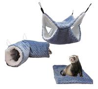 Hamac 3 pièces pour rat, cochon d'Inde, tunnel à suspendre et lit chaud, accessoires de cage pour petits animaux pour furet, hamster, chinchilla Sugar Glider