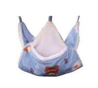 Hamac à double couche en peluche pour cochon d'Inde et perroquet à suspendre (S, bleu)