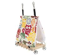 Hamac à Oiseaux, Pont Suspendu, nid d'oiseau Chaud d'hiver, Maison avec Cloche pour perroquets, Oiseaux de Compagnie (forêt colorée)