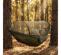 Hamac à ouverture rapide automatique Moustiquaire de camping extérieur Hamac à balançoire Chaise à bascule en nylon anti-retournement 260x140cm camouflage,couleur orange,Vert arméeNylon