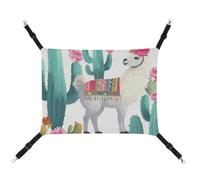 Hamac à suspendre pour chat - Respirant - Coussin de repos réglable - Motif lama tropical alpaga - Vert - Imprimé floral