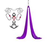 Hamac aérien de yoga (8 x 2,8 m), hamac de yoga à suspendre, balançoire trapèze, forte capacité de charge, protection sûre, ensemble de balançoire de yoga, hamac acrobatie (01)