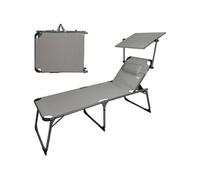 Aktive Folding Sun Lounger With Parasol And Cushion Noir,Gris