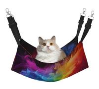 Hamac arc-en-ciel fumé pour chat à suspendre dans une cage - Lit doux pour animal domestique avec sangles réglables et crochets en métal - Lit réversible double face à suspendre - Hamac de couchage