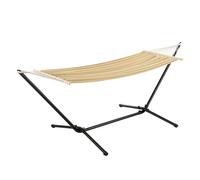 Hamac Avec Cadre Acier Coton Polyester 200 X 100 Cm Noir Beige Helloshop26 03_0007165 Multicolore