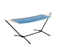 Hamac Avec Cadre Acier Coton Polyester 200x100 Cm Noir Bleu Rayé Helloshop26 03_0007166 Multicolore