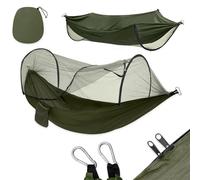 Hamac avec moustiquaire,entièrement automatique,ceinture à dégagement rapide,extérieur,pôle de Camping en Nylon simple et Double,hamac Anti-moustique - Type ArmyGreen