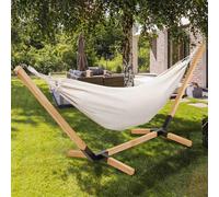 IDMarket - Hamac avec Support Bois et Toile écrue Tahiti