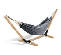 IDMarket – Hamac avec support TAHITI – Support bois, toile gris anthracite
