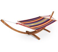 Hamac avec support en bois Kiwi Garden Point rayures colorées