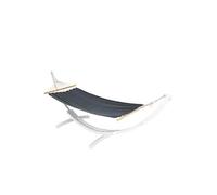 Hamac avec support MENDLER HWC-J46 jusqu'à 200kg bois FSC 320cm blanc tissu gris Gris G