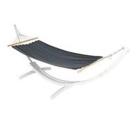 Hamac avec support MENDLER HWC-J46 jusqu'à 200kg bois FSC 320cm blanc tissu gris Gris G