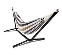 Hamac avec support métal et toile rayée noire, blanche et chocolat Chocolat G