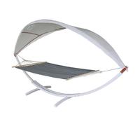 Hamac Balançoire Suspendue Jusqu'à 200kg Avec Toile Pour Protection Solaire Cadre En Bois 420cm 2 Personnes Blanc Gris 04_0003392 Multicolore