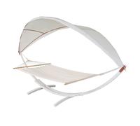 Hamac Balançoire Suspendue Jusqu'à 200kg Avec Toile Pour Protection Solaire Cadre En Bois 420cm 2 Personnes Blanc Crème 04_0003394 Multicolore