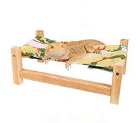 Hamac Bartagame - Chaise Longue en Bois Naturel, lit Suspendu pour Reptiles, Plate-Forme de surélevée | Habitat de réservoir de Terrarium pour Petits Animaux pour Gecko, Serpent, caméléon