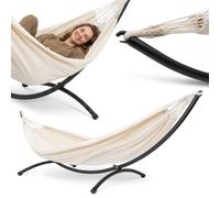 Hamac beige avec support arqué acier 300 cm 100 kg hypermotion
