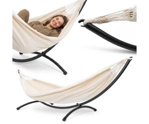 Hamac beige avec support arqué acier 300 cm 100 kg hypermotion