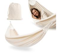 Hamac bohème beige 200x150 cm avec housse - léger, confortable et portable