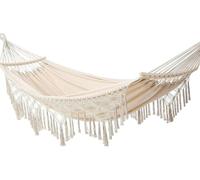 Hamac Boho Hamac en Macramé avec des Glands élégants pour Patio, Cour, Décor De Mariage sur La Plage, Extérieur Et Intérieur, White