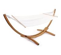Hamac bois avec toile en coton Dallas - 3 m - 315 x 115 x 120 cm - Ecru Ecru G
