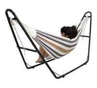 Hamac - Brésilien - Marron - Avec support type-H - Capacité 2 personnes - Coton, Polyester