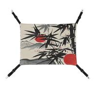 Hamac cage pour animal de compagnie, peinture à l'encre du soleil rouge et des montagnes imprimé lit pour animal de compagnie, balançoire pour animaux de compagnie, convient pour les chats, les chiens