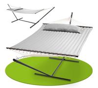 Hamac Cata de Juskys avec châssis et Coussin - hamac Double d'extérieur, pour 2 Personnes - hamac Double avec châssis, supportant jusqu'à 200 kg - Gris Clair