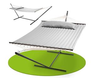 Hamac Cata de Juskys avec châssis et Coussin - hamac Double d'extérieur, pour 2 Personnes - hamac Double avec châssis, supportant jusqu'à 200 kg - Gris Clair