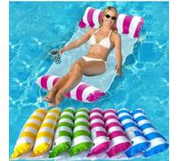 Hamac/Chaise longue gonflable double pour adultes - Matériau PVC durable, Flotteur de piscine gonflable rayé pliable, Parfait pour les fêtes de piscine et les cadeaux d'été, Un essentiel de l'été. 1 p