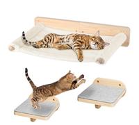 Hamac Chat Etagere Arbre a Chat Mural Mur Escalade et 2 Escalier Parcours Mur d'escalade Lit pour Chaton en Bois Lot de 3 (c)