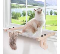 Hamac Chat Fenetre, Fenetre Panier Chats Bois, Perchoir Réglable pour Fenêtre Chat - Coussin Souple Amovible et Lavable Peut Contenir Jusqu'à 30 Kg