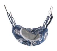 Hamac Chaud Bleu pour Furets et Perroquets, Lit Suspendu Confortable | Tissu Peluche Tricoté, Doublure Lin, Usage en Cage ou Ailleurs, pour Petits Animaux au Repos