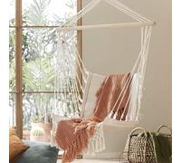 Hamac coton Swing Camping Suspension Corde Chaise Bois Beige Tasse Patio