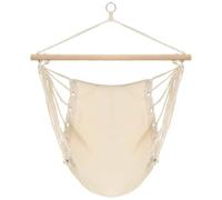 Hamac Couleur crème 185 x 125 cm en Polyester et Coton | Anneau galvanisé rotatif,barre lestage bois dur,charge 110 kg,jardin terrasse balcon