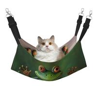 Hamac de bienvenue grenouille pour chat à suspendre dans une cage - Lit doux pour animal domestique avec sangles réglables et crochets en métal - Lit réversible double face à suspendre - Hamac de