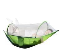 Hamac de camping - 210T Nylon Spin 260 x 140 cm Filet de moucheron portable léger à haute capacité de charge poches intérieures boucles | Parfait pour la famille en plein air randonnée pique-nique