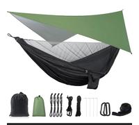 Hamac de camping avec bâche anti-pluie et moustiquaire,tente,sangles d'arbre,portable,simple,double,en nylon,parachute pour voyage - Type HS-JL