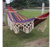 Hamac de camping double bohème en toile de coton macramé portable avec sac de transport pour extérieur et intérieur Capacité de charge de 200 kg