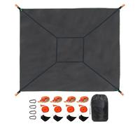 Hamac de camping en plein air max 250 kg pour 2 à 5 adultes avec 4 sangles d'arrimage à cliquet et poche filet, hamac carré multi-personnes de 4 m