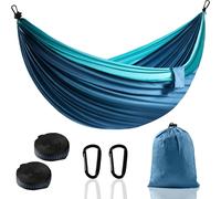 Hamac de camping et d'extérieur - Hamac parachute portable super léger avec deux sangles d'arbre - Hamac simple en nylon pour arbre de voyage (bleu lac, 280 x 140 cm)