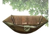 Hamac de camping portable - 210T Nylon Spin 260 x 140 cm Design léger Filet à moucherons Grande capacité de charge Poches de rangement Boucles | Parfait pour la famille en plein air randonnée