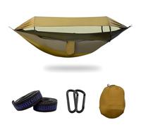 Hamac de Camping Portable Double Couche, avec moustiquaire et Cordes, supporte jusqu'à 200 kg, Double Toit imperméable, idéal pour la randonnée