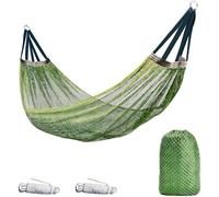 Hamac De Camping Portable en Nylon 260x130cm | Capacité 200kg/440lbs, Anti-Bascule, Filet Respirant, Hamac Léger Pliable pour Jardin, Plage, Randonnée, Extérieur(Green)