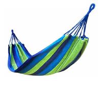 Hamac de Camping rayé Portable balançoire Confortable Durable léger Double hamac pour extérieur intérieur Camping Voyage Toile de Coton capacité 330 LB 6,2 Pieds x 3,3 Pieds Bleu (Bleue)