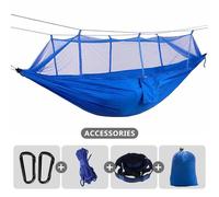 Hamac de Camping simple et Double,avec moustiquaire,sangles d'arbre et mousquetons inclus,Parachute léger en Nylon - Type BBlue