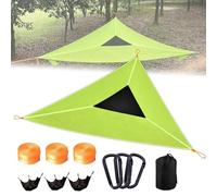 Hamac de camping triangulaire, hamac portable multi-personnes de 4/2,8 m pour adultes, avec 3 sangles et sacs en filet, sac de rangement, 400 lb maximum, pour voyage, jardin e green 2.8*2.8*2.8meters