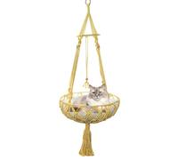 Hamac De Couchage pour Chat en Macramé - Hamac pour Chat De Fenêtre | Balançoire De Couchage Bohème Tissée À La Main pour Chat avec Joint Torique Supérieur pour Chambre À Coucher, Salle D'étude
