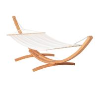 Hamac De Jardin 1 Personne Avec Support En Bois Toile Coton Blanc Blanc