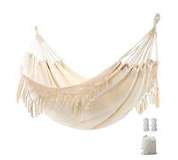 Hamac de Jardin avec Glands élégants Macrame Hammock lit avec Sac de Transport pour Le Patio, Cour, extérieur et intérieur Charge 204kg